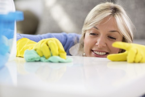 Professional carpet cleaner working in an East London property