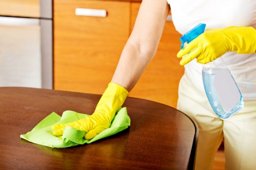 Final carpet cleaning checks showing tidy workspace and careful finishing procedures